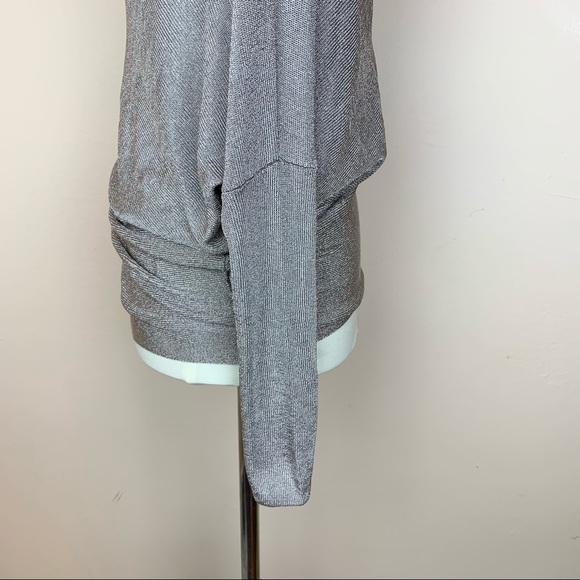 New! REISS Isla Metallic Knit One Shoulder Top - Picture 9 of 12